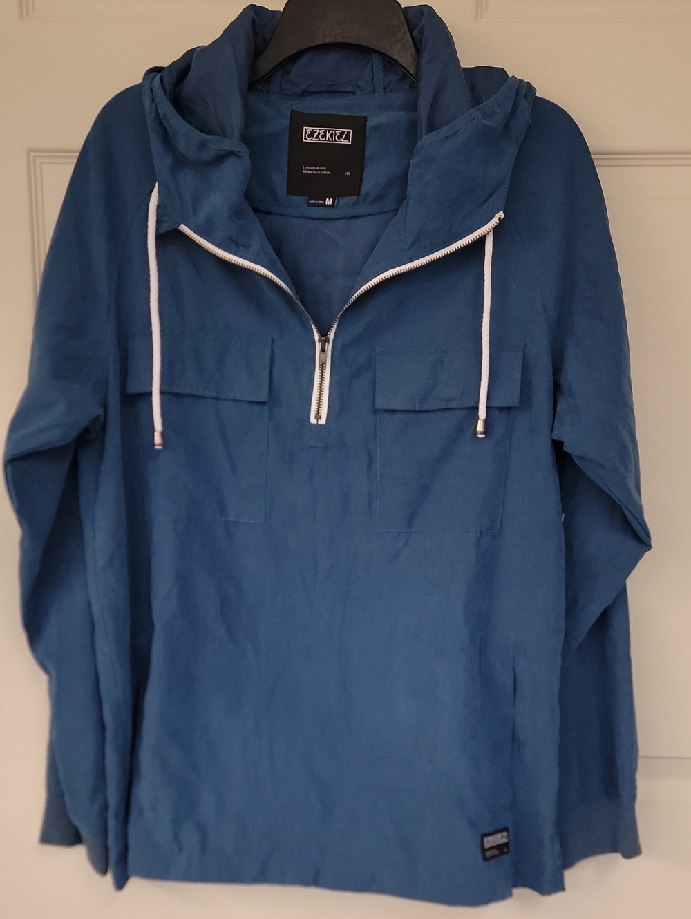 Ezekiel Blue Half-Zip Hooded Utility Jacket